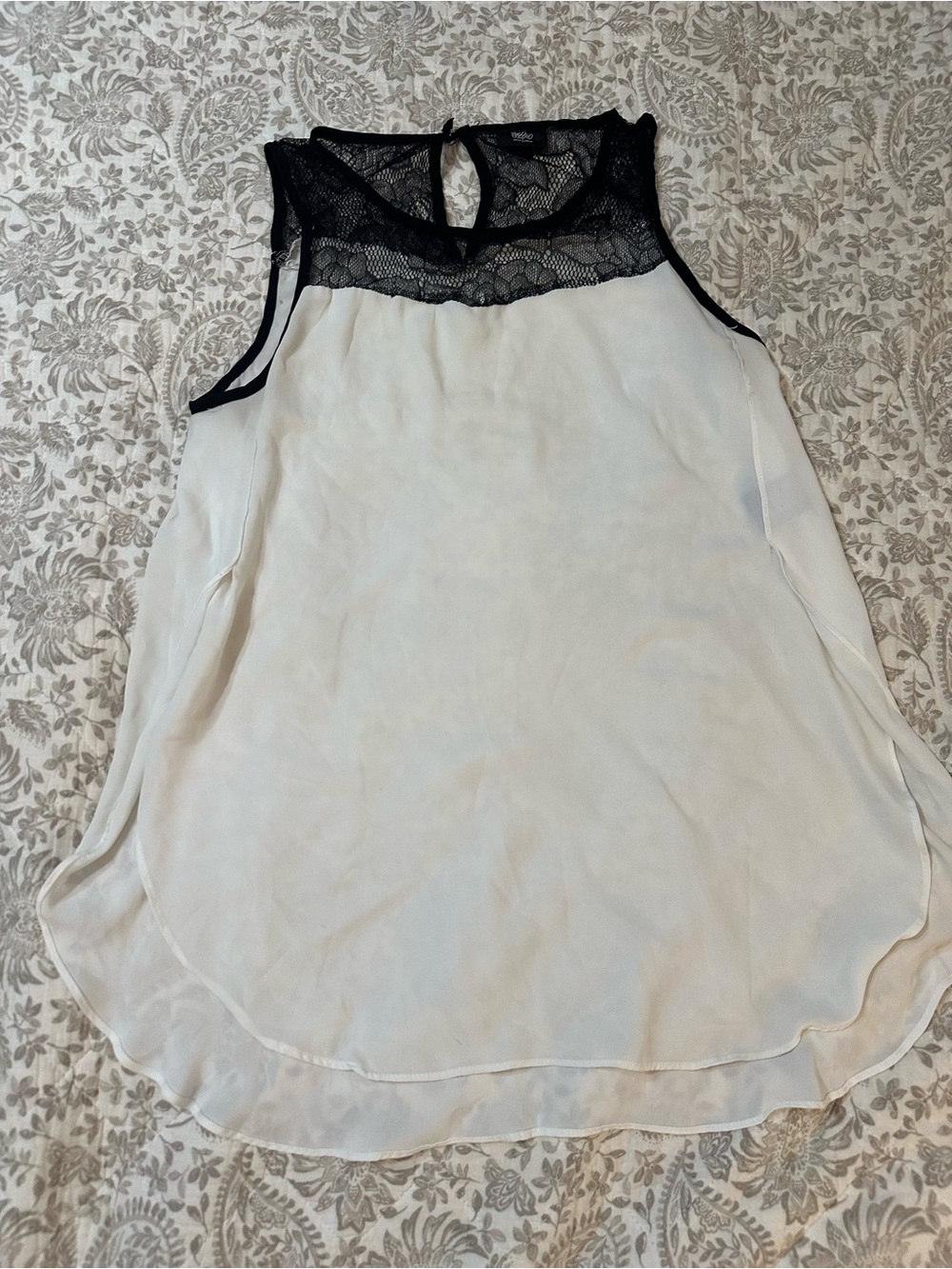Mossimo Supply Co. Cream Camisole with Black Lace Yoke